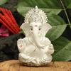 Ganesha Idol Silver Plated Ganesh for Car Dashboard Statue Ganpati Figurine Luck & Success Diwali Gifts Home Decor (Size: 3.5 X 2 Inches)