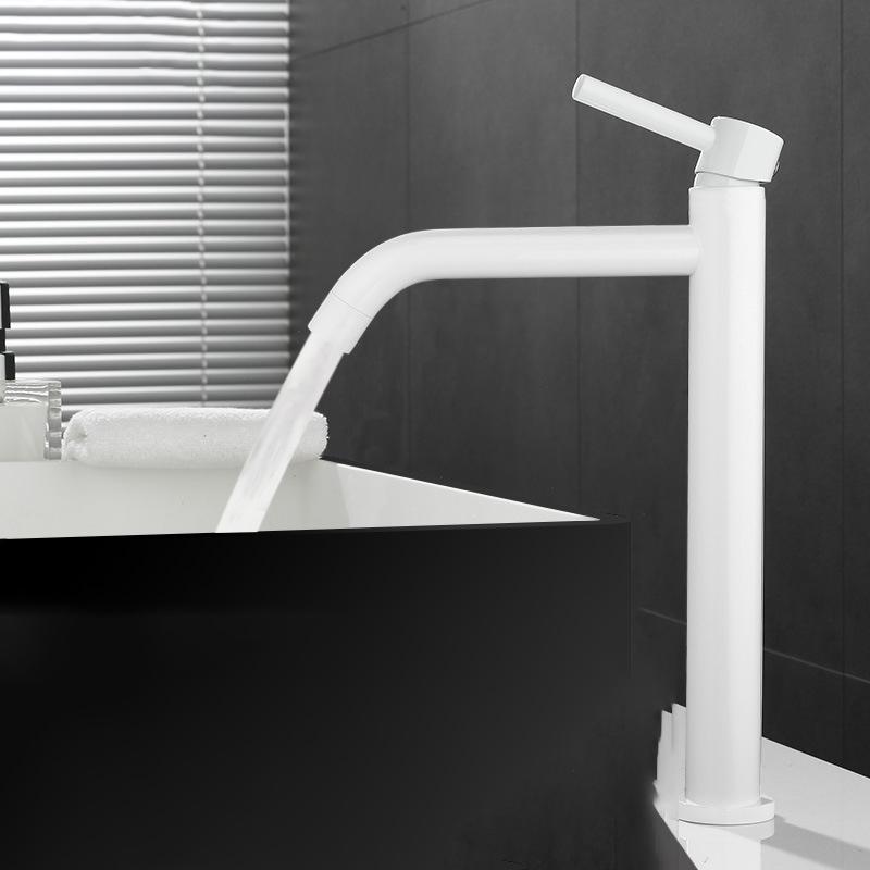 Tall Basin Sink Faucet Slim Black Chrome Bathroom Washbasin Water Mixer Tap Hot Cold Water Basin Crane Deck Mounted Bathroom Tap
