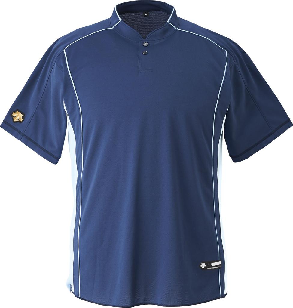 DESCENTE Бейсбольный воротник Размер DB109B Рубашка на стойке с двумя пуговицами, Темно-синий, Маленький,