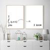 Минималистский подарок «Я люблю тебя, я знаю, что люблю» Печать на холсте Картина на стене Картины Романтическая цитата Плакат Декор для дома и спальни