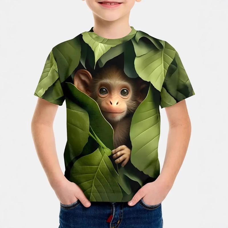 Детская футболка с 3D-принтом, летняя футболка с круглым вырезом и короткими рукавами для мальчиков в стиле аниме с 3D-принтом