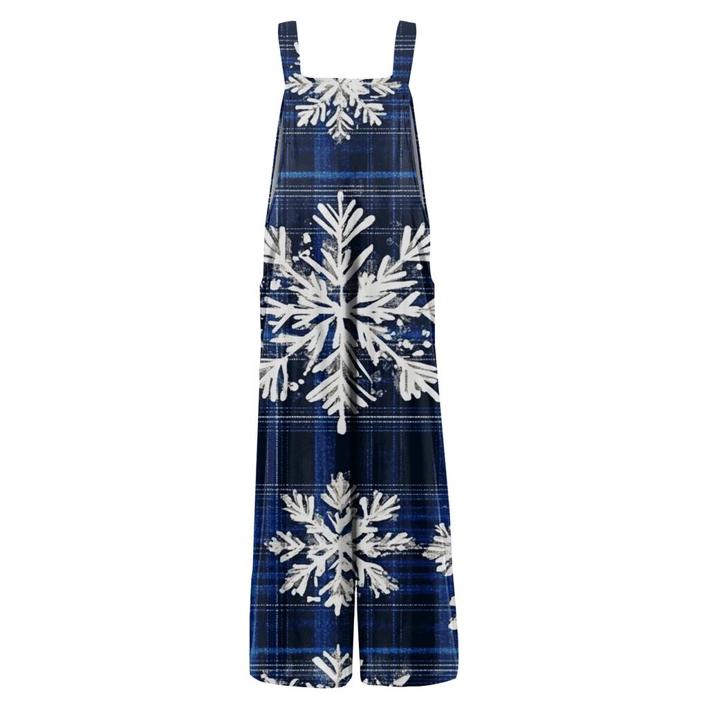 Женский модный повседневный винтажный комбинезон без рукавов с рождественским принтом на пуговицах