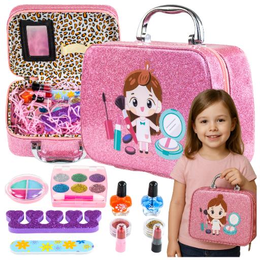 Makeup cosmetics set for children and girls, suitcase, eyeshadows, nail polishes