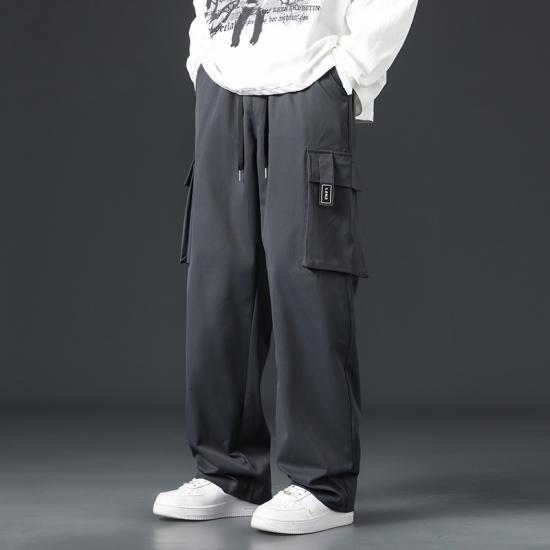 Брюки-карго, мужские широкие брюки на молнии, мужские уличные брюки в стиле хип-хоп, повседневные корейские японские карманные брюки в стиле сафари