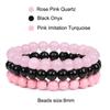 8mm Natural Stone Bracelet Set 3Pcs/set Rhodonite Rose Pink Quartzs Moonstone Amethysts Hematite Bracelets For Women Men Jewelry