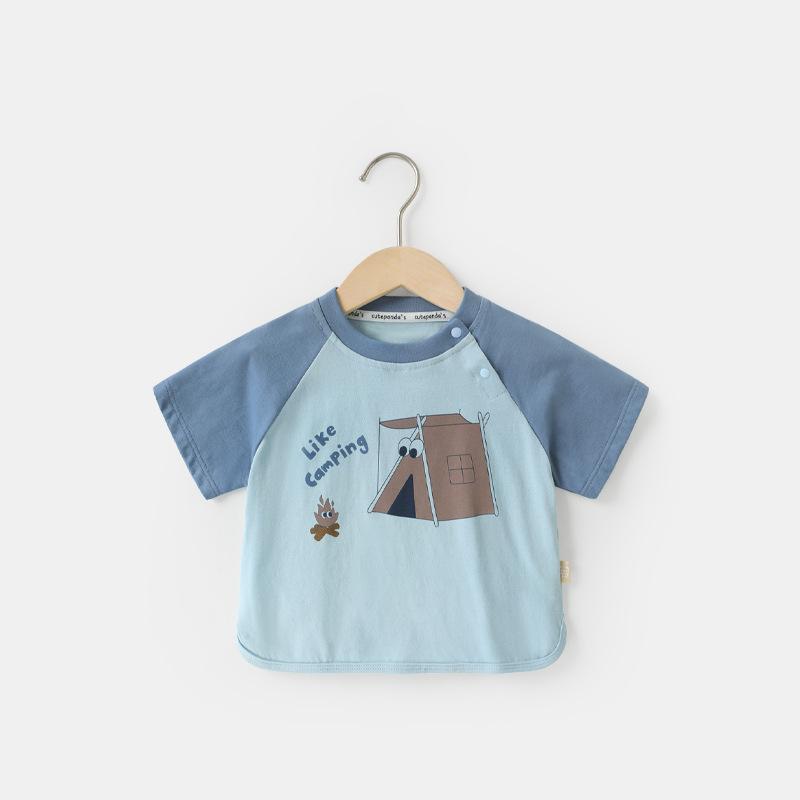 Одежда для малышей, футболки с короткими рукавами для мальчиков, летняя одежда для девочек, летняя хлопковая детская одежда для маленьких девочек, топы