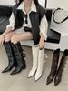 2025 New European and American Style Belt Buckle Thin Thick Heel Pointed Knight Boots