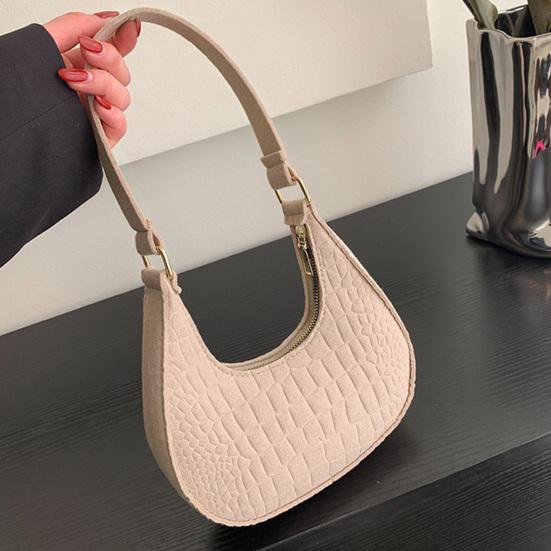 Women's Small Hobo Bag Retro Crescent Shoulder Bag Solid Color Felt Casual Phone Purse for Daily Outings Work Travel Parties