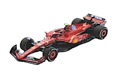 Модель самолета Scuderia Ferrari SF-24 № 55 C, занявшего 2-е место на Гран-при США Формулы-1 2024 года в Остине, масштаб Looksmart, с логотипами спонсоров, в масштабе 1/43.