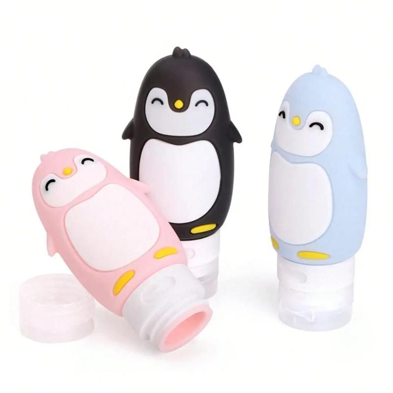 Cartoon Penguin Shaped Bottle Packaging,Press on Storage Bottle,Can Hold Shower Gel and Shampoo,Travel Accessories