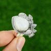 925 Silver Pear Rainbow Moonstone Stone Wedding New Statement Bezel Ring Jewelry