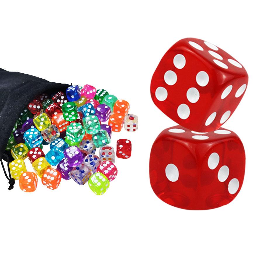 10/20pcs 14mm Acrylic Colour Transparent Rounded Dice Party Entertainment Drink Game D6 Crystal Dice Table Board Game JXB
