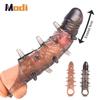 Realistic Penis Sleeve Extender Cock Sleeve with Vibrator Dick Enlargement Delay Ejaculation Reusable Condom Men or Dildo Sex Toys