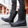 Fashion Trend Four Seasons Waterproof Shoes Men's Wear Tall Rain Boots Fleece Warm Non-slip Fishing Rain Shoes Professional Shoes