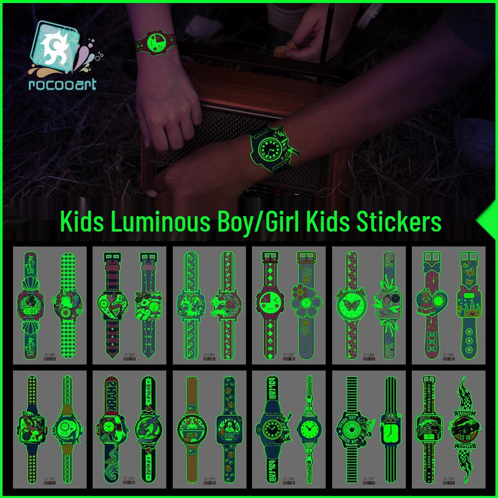 Rikalong Waterproof Luminous Cartoon Tattoo Stickers for Kids - Glow-in-the-Dark Watch Design