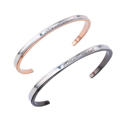 Парный браслет-бенгл для пары из хирургической нержавеющей стали с синим бриллиантом [Белый клевер] 4SBG029GO&4SBG030BK