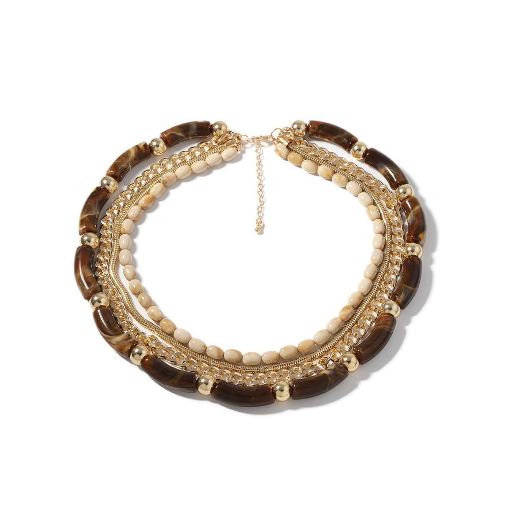 Dark Brown Bohemian Necklace Retro Bead Necklace Creative Multi Layer Necklace Party