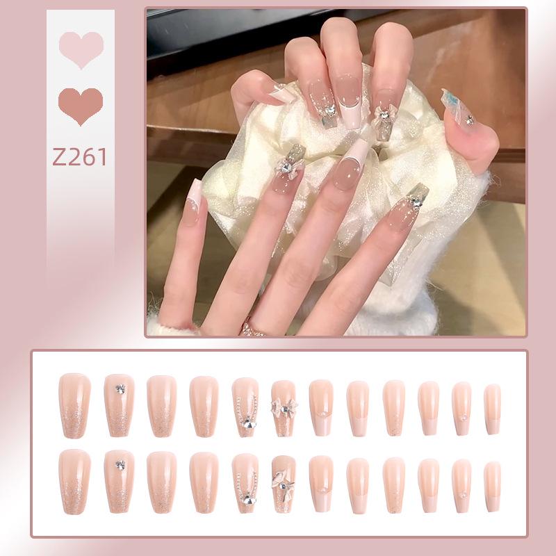 Роскошный прозрачный румянец, набор накладных ногтей «Розовый пузырь» с носимыми наклейками