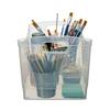 Clear Plastic Utility Storage Organizer Bin Set of 3 with Handles Open Top Design Office Supplies Household Items Kitchen Closet