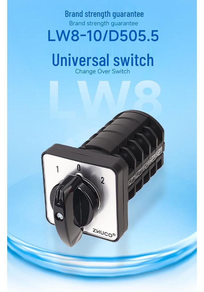 Zhuochao LW8-10/D505.5 102 Panel 3-Speed 5-Position Universal Changeover Switch