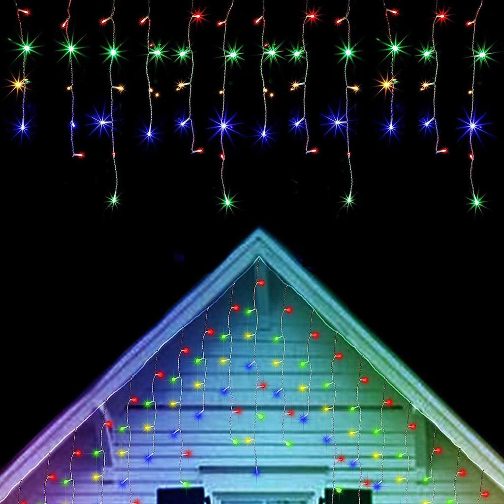 Светодиодные гирлянды в форме сосульки, рождественские занавески, гирлянды с дистанционным управлением, уличные на Новый год, свадьбу, уличный праздничный декор