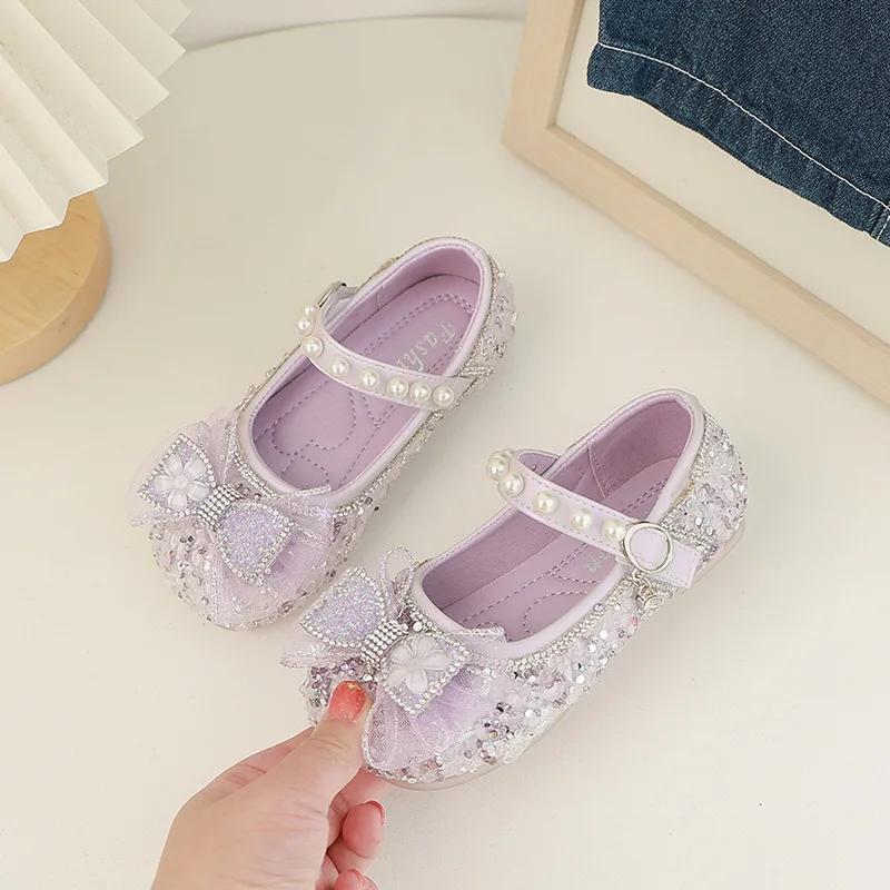 Детская кожаная обувь для вечеринки, свадьбы, универсальные роскошные туфли на плоской подошве с бантом для девочек, модные, милые, шикарные, детские, повседневные туфли принцессы