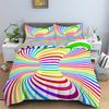 Rainbow Lines Psychedelic Duvet Cover Abstract Geometric Bedding Set For Girls Teen Microfiber Twin Full Queen King Quilt Cover