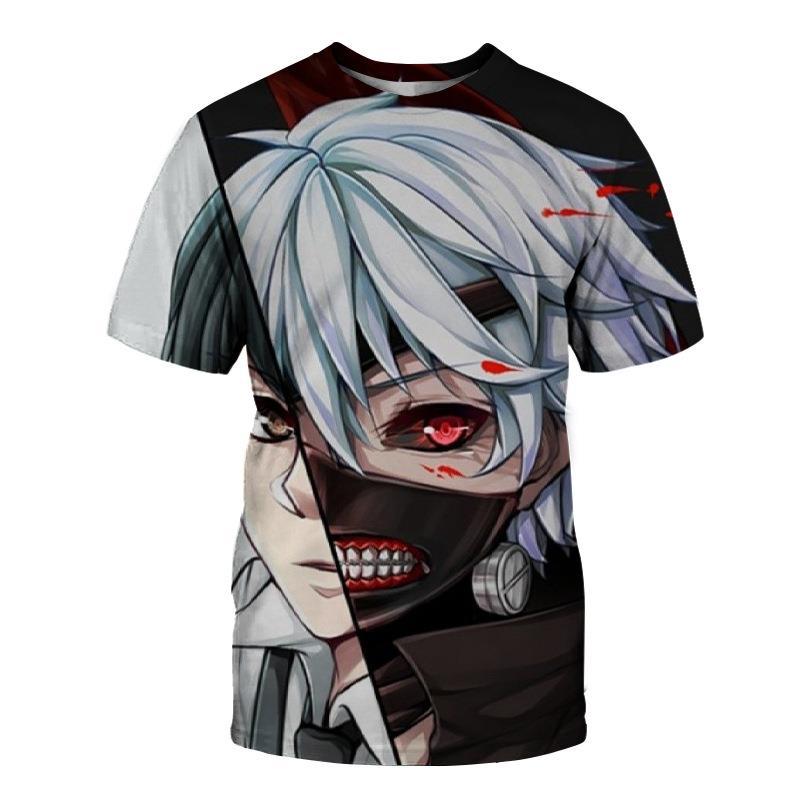 Мужская футболка Tokyo Ghost свободного кроя с цифровой 3D-печатью, с круглым вырезом и короткими рукавами