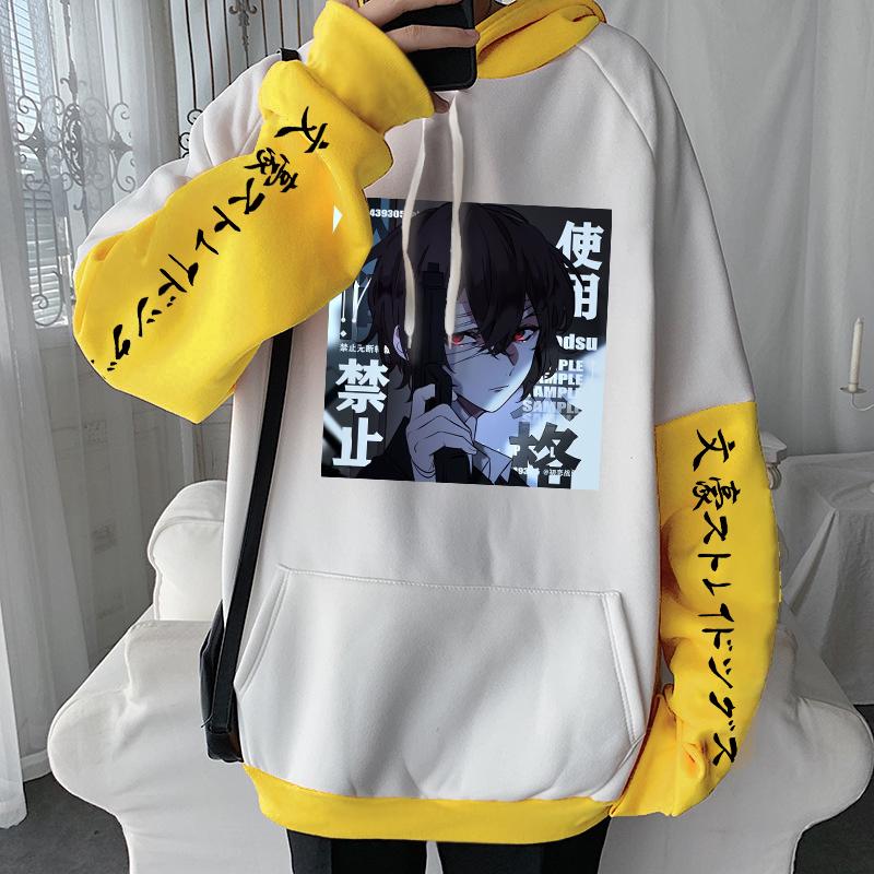 Толстовки с капюшоном из японского аниме Bungo Stray Dogs Harajuku Эстетические Bungou Stray Dogs Osamu Dazai Manga Мужская зимняя уличная одежда Толстовка