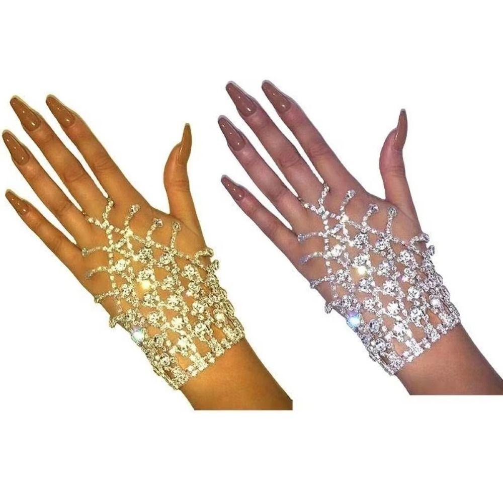 Elegant Tassel Bracelet Creative Finger Bangle Bracelet Rhinestone Bracelet Bridal Accessories