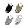 Women Vest Round Neck Sleeveless Slim Fit Tank Tops Solid Color Ribbed