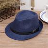 Breathable Summer Beach Wide Brim Sun Hat Jazz Hat Straw Panama Cap Cowboy Fedora Hat