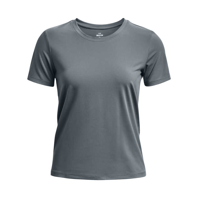 Under Armour Однотонная спортивная футболка с круглым вырезом и коротким рукавом для женщин, серая 1379155-002