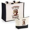 Tote bag - PLANETEE - La Maroquinière - Jute + trousse assortie - Motif Chouette - Fabriqué en France