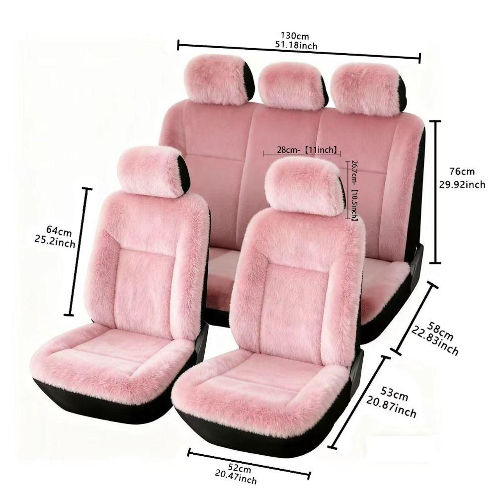 Sponge Filling Plush Car Seat Cushion Solid‑color Warm Car Seat Pad Daily Commute