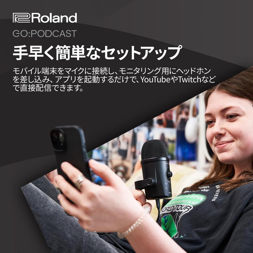 Roland USB-конденсаторный микрофон для Android с переключаемой направленностью для контента и включает приложение для улучшения вашего стриминга GOPODCAST iPhone,