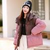 Autumn Winter Thicken Warm Parka Women Casual Contrast Color Big Pocket Loose Short Hooded Coat Jackets Outwear