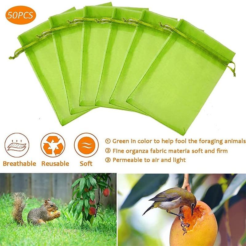 50Pcs Grapes Fruit Protection Bags Garden Mesh Bags Agricultural Orchard Pest Control Anti-Bird Netting Vegetable Bags