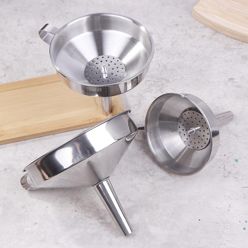 304 утолщенная воронка из нержавеющей стали со съемным фильтром, воронки с широким горлом для консервирования, кухонный фильтр для утечки масла