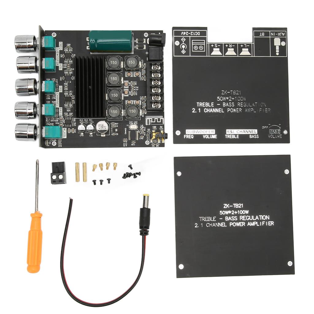 2x50W Bluetooth 5.0 Stereo Sound Receiver Amplifier Board 2.1Channel Subwoofer Wireless Digital AUX