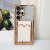 Gradient Glitter Card Bag Clear Plating Case For Samsung S25 S24 S23 S22 Ultra Plus A55 A35 A25 A54 A15 A14 A24 Shockproof Cover
