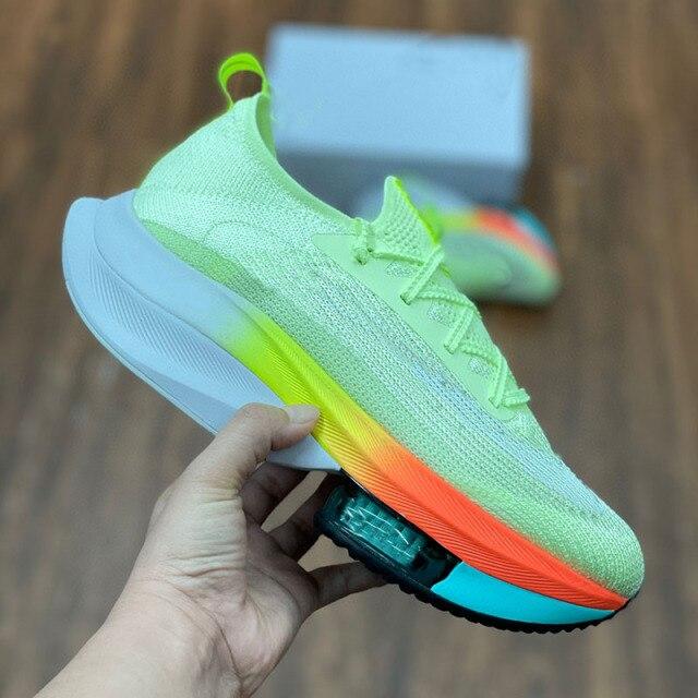 Новая эластичная обувь, мужские и женские тренировочные марафонские кроссовки на воздушной подушке, максимальный размер 45, с коробкой