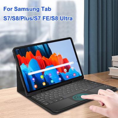 Кожаный чехол с Bluetooth-клавиатурой для Samsung Galaxy Tab S7 FE S8 Plus, чехол для планшета, чехол с беспроводной клавиатурой для Tab S6 Lite A8 A9 Plus, противоударный чехол