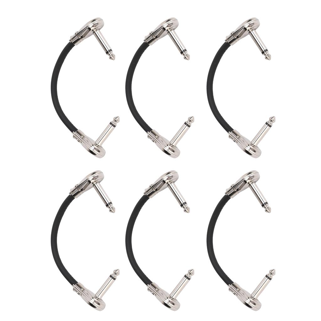 6 шт. Кабель для педали гитарного эффекта 15 см 6 дюймов 1/4 дюйма Прямоугольный гитарный патч-кабель для микрофона, усилителя, клавишных