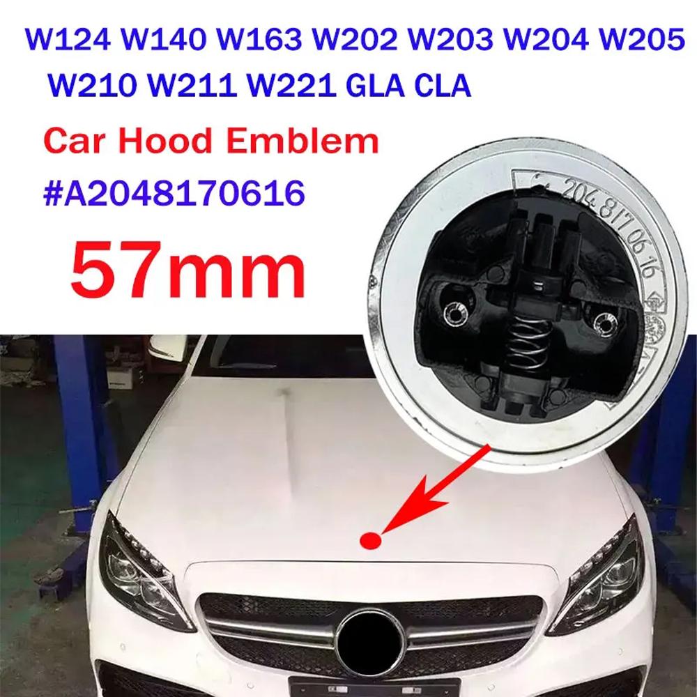 1 шт.-ZZ- 57 мм Значок-эмблема на капот автомобиля Для Mercedes Benz AMG W124 W140 W163 W202 W203 W204 W210 W211 W205 A2048170616