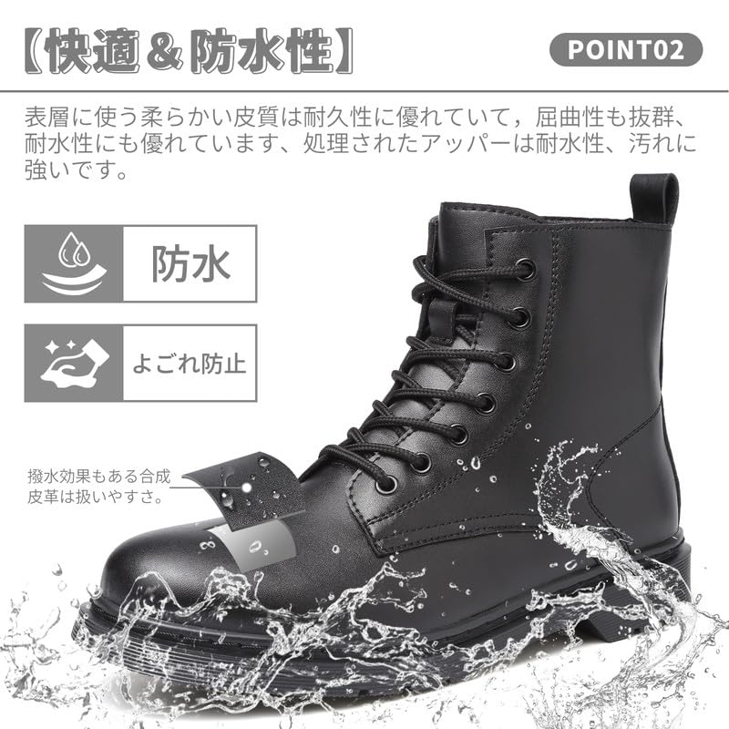 Boots Motorcycle Boots Side Zip High Cut Short Boots Thick Sole Boots Waterproof Work Boots Engineer Boots Riding Shoes Lace Up Boots Black Ankle
