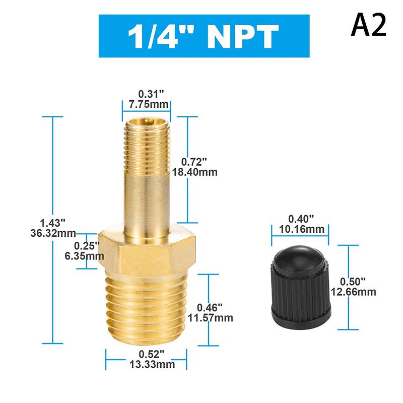 1/4 Npt 1/8 Npt Клапан заполнения баков воздушного компрессора Антикоррозийный латунный клапан Шредера (M) Автомобильный ниппель для накачивания шин