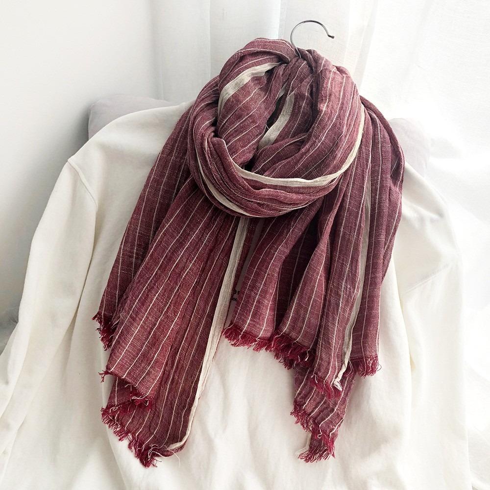 Windproof Winter Cashmere Scarf Thicken Men Scarf Korean Style Striped Pleated Shawl  Winter Autumn