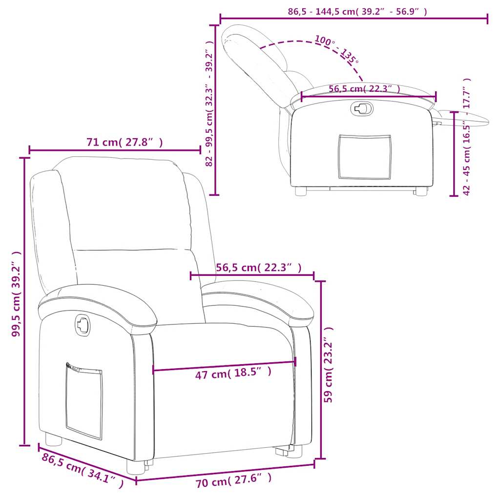 Recliner with Rising Aid Blue Velvet