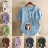 Women's Fashion Cartoon Owl Prined Short Sleeve T-shirt Loose Cotton Shirt Casual Loose Summer Blouse Tops Plus Size
